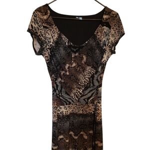 B-Slim Elegant Snake Skin‎ Print Dress Small